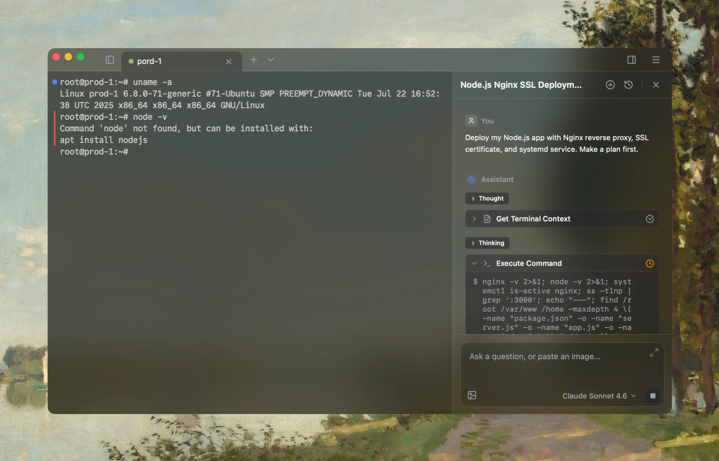 Rumus terminal with AI agent
